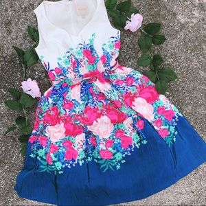 ModCloth | Floral V-Neck Cream Dress Size XS